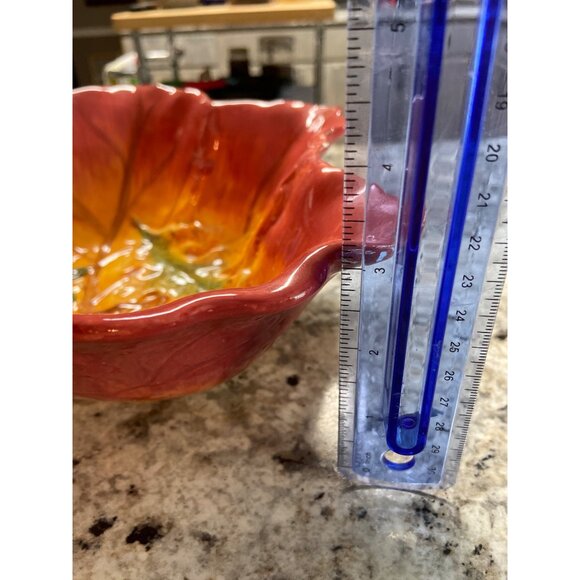 Vintage Leaf Shaped Ceramic Bowl | Fall Decor | Autumn Glazed Centerpiece Dish - Picture 3 of 11